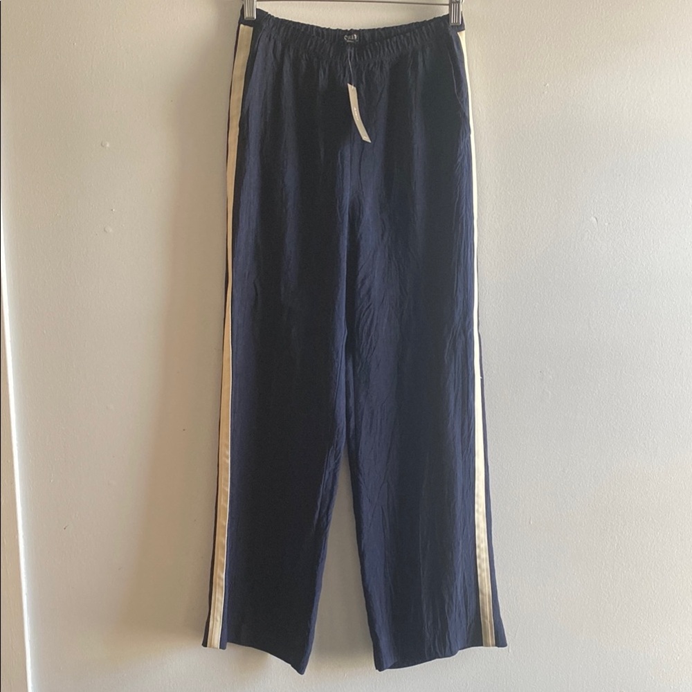 J. Crew Blue and White Joggers with Elastic Waistband